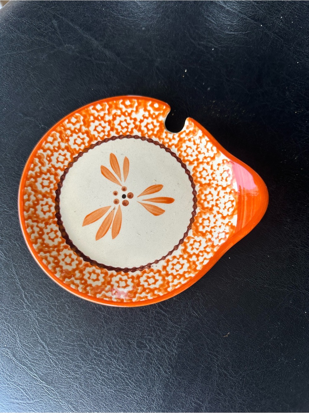Temptations Orange Floral Ceramic Trinket Dish